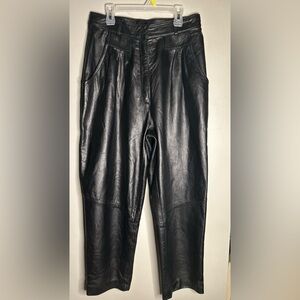 High rise cropped  leather pants